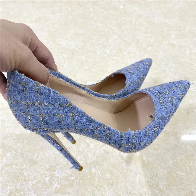 Elegant 12CM Woven Stiletto Pumps for Women - A Perfect Blend of Style and Comfort