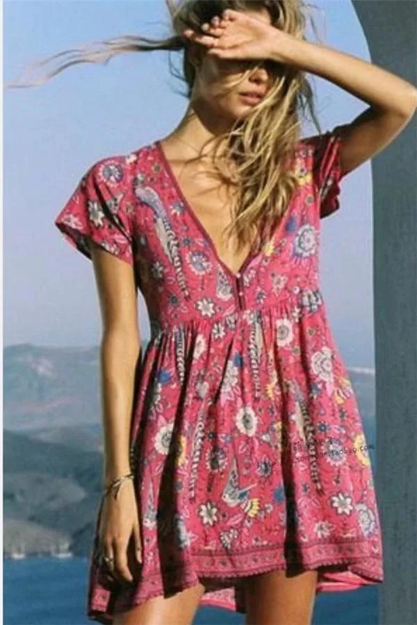 elveswallet Boho Chic Ruffles Mini Dress