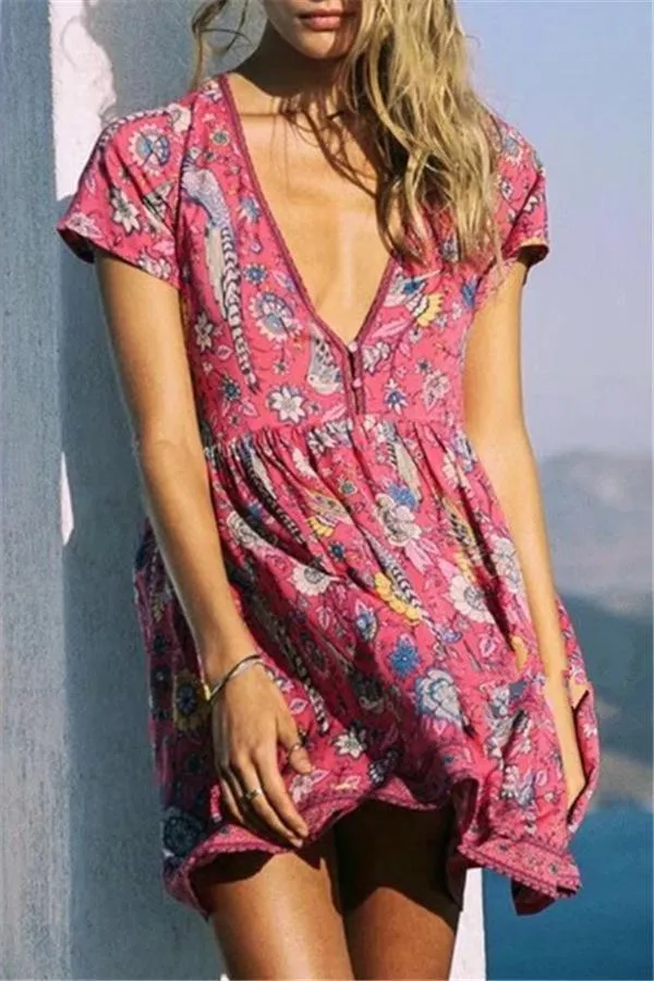 elveswallet Boho Chic Ruffles Mini Dress