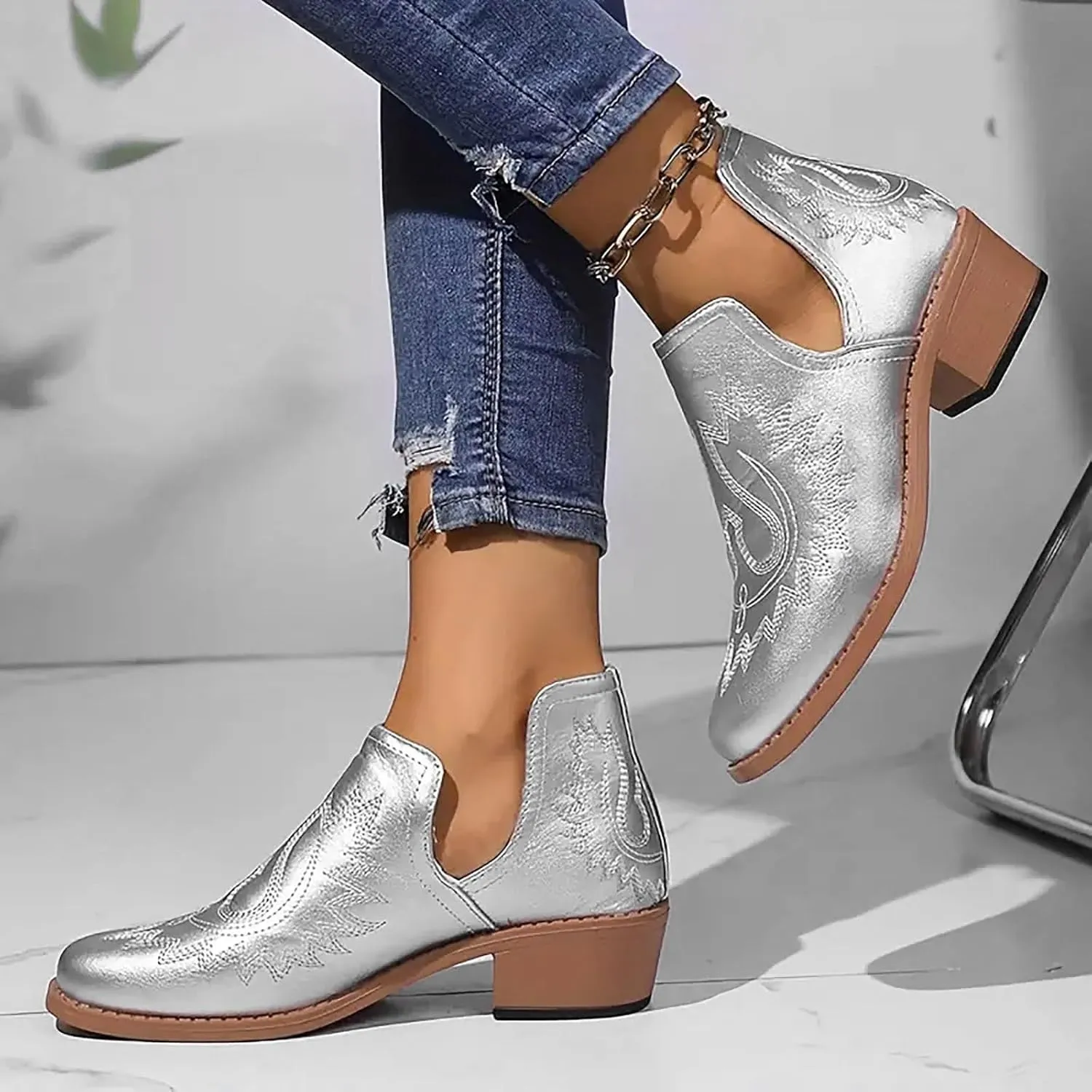 Fall Boots for Women 2024 Low Heel Comfortable Soft Sole Shoes Fashion Chunky Heel Western Fashion Short Booties