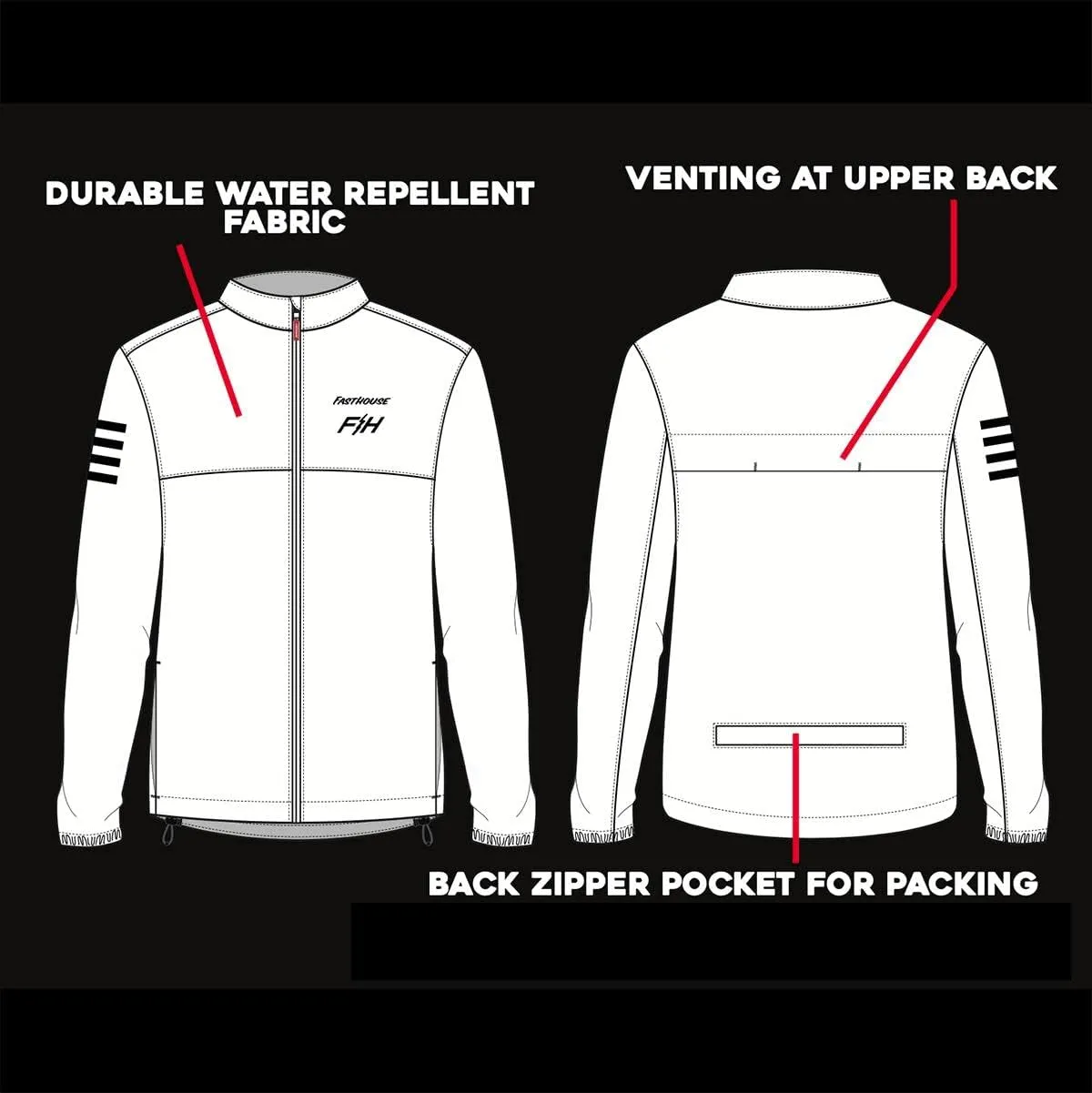FASTHOUSE Tracker Packable Windbreaker, Black