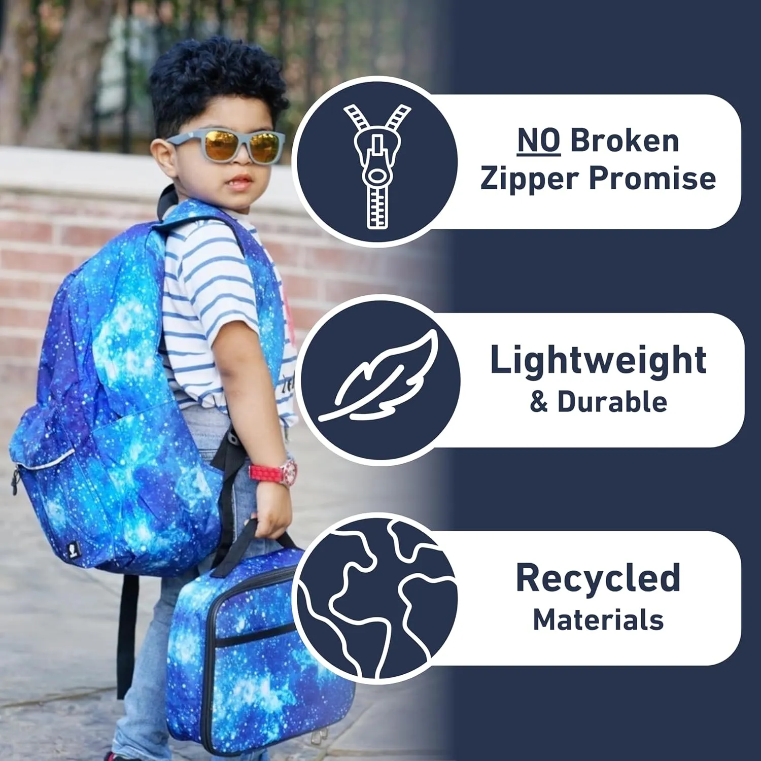 Fenrici Kids' Backpack with Lunch Box Set for Boys and Girls, School Bag with Laptop Compartment and Insulated Lunch Bag