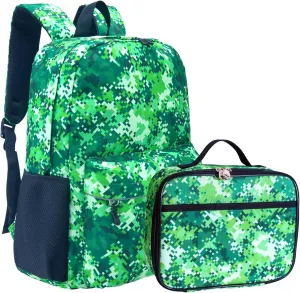Fenrici Kids' Backpack with Lunch Box Set for Boys and Girls, School Bag with Laptop Compartment and Insulated Lunch Bag