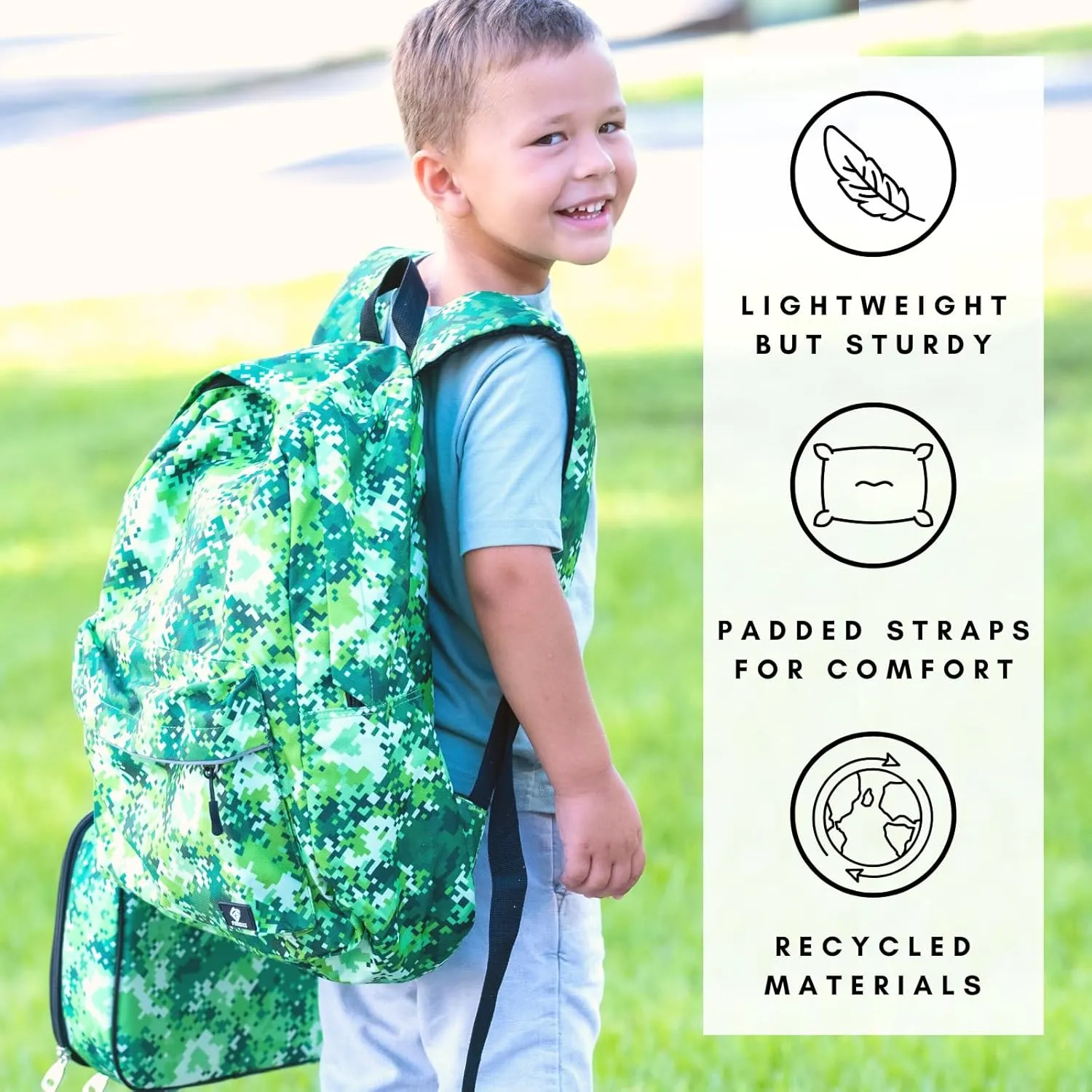 Fenrici Kids' Backpack with Lunch Box Set for Boys and Girls, School Bag with Laptop Compartment and Insulated Lunch Bag