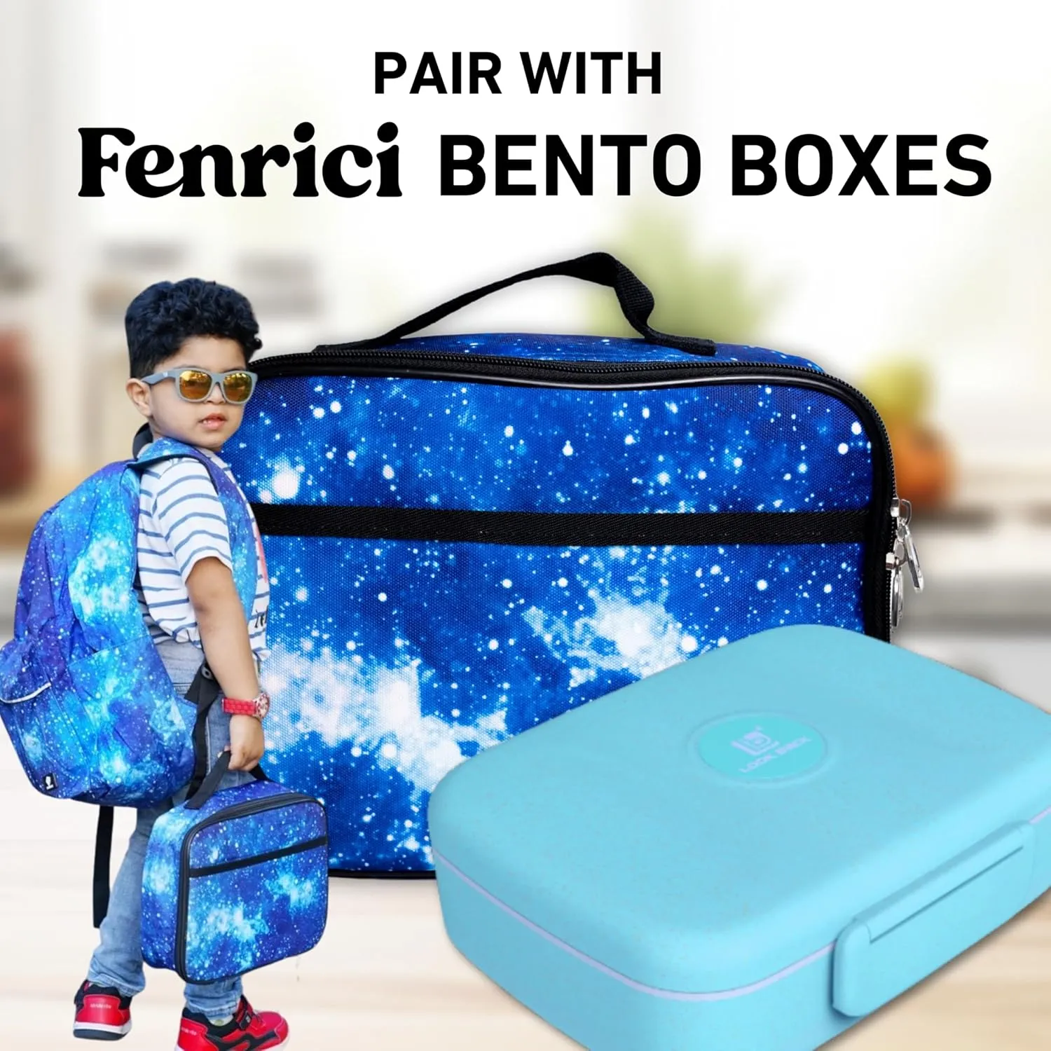 Fenrici Kids' Backpack with Lunch Box Set for Boys and Girls, School Bag with Laptop Compartment and Insulated Lunch Bag