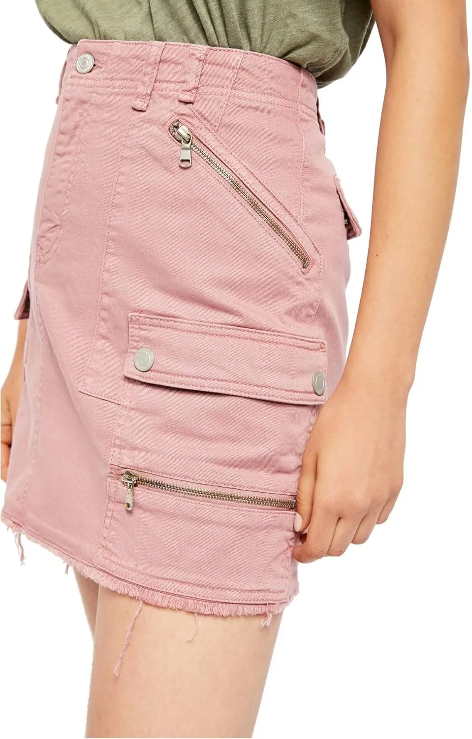 Free People Womens Avenue Utility Mini Denim Skirt
