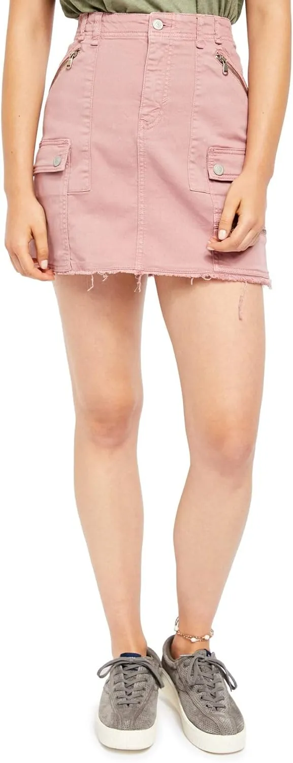 Free People Womens Avenue Utility Mini Denim Skirt