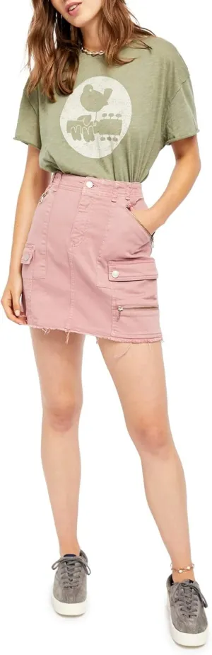 Free People Womens Avenue Utility Mini Denim Skirt