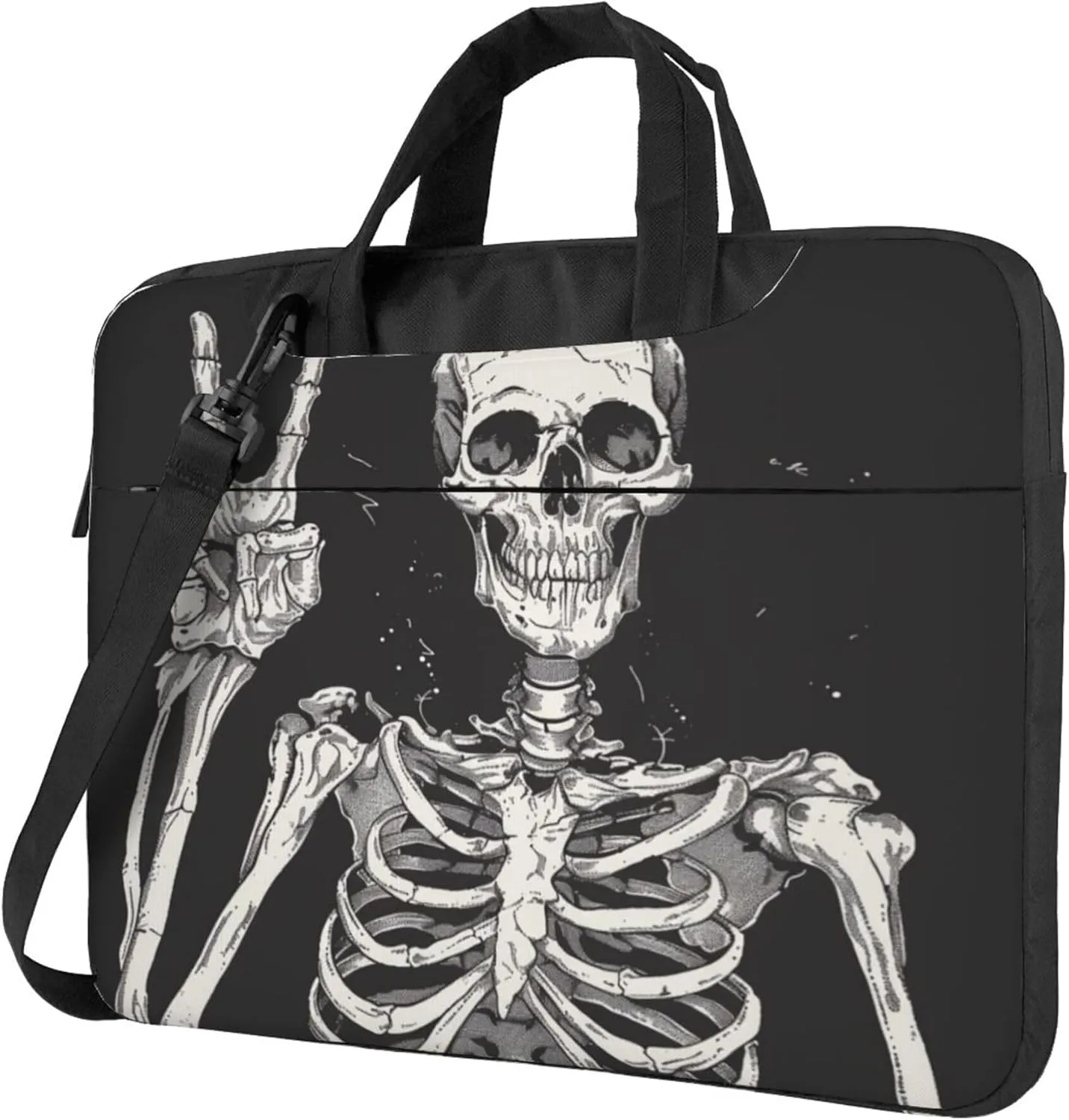 Funny Skull Laptop Shoulder Bag for Women, Skull Human Skeleton Laptop Sleeve Case Durable Computer Bag