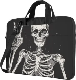 Funny Skull Laptop Shoulder Bag for Women, Skull Human Skeleton Laptop Sleeve Case Durable Computer Bag