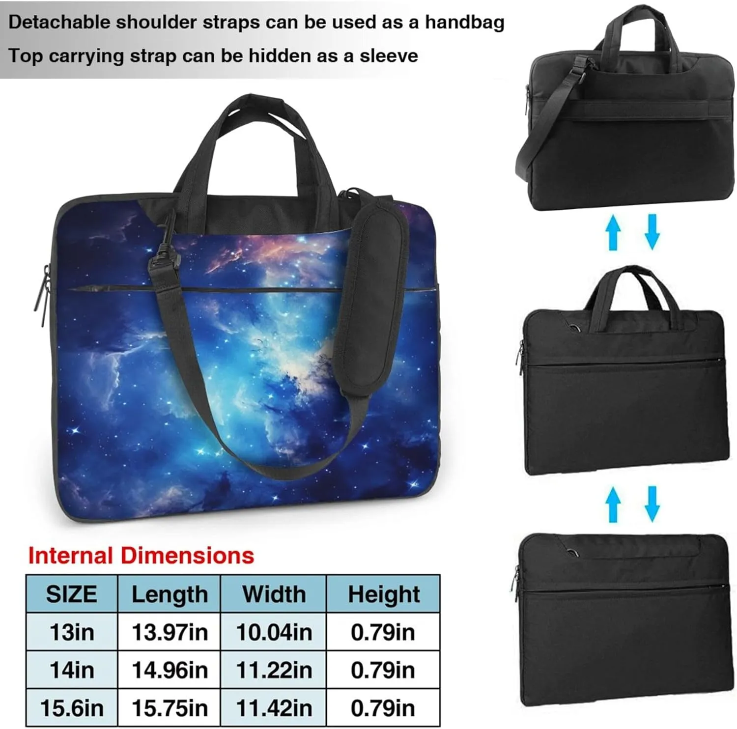 Galaxy Nebula Laptop Shoulder Bag for Women, Galaxy Space Star Laptop Sleeve Case Durable Computer Bag