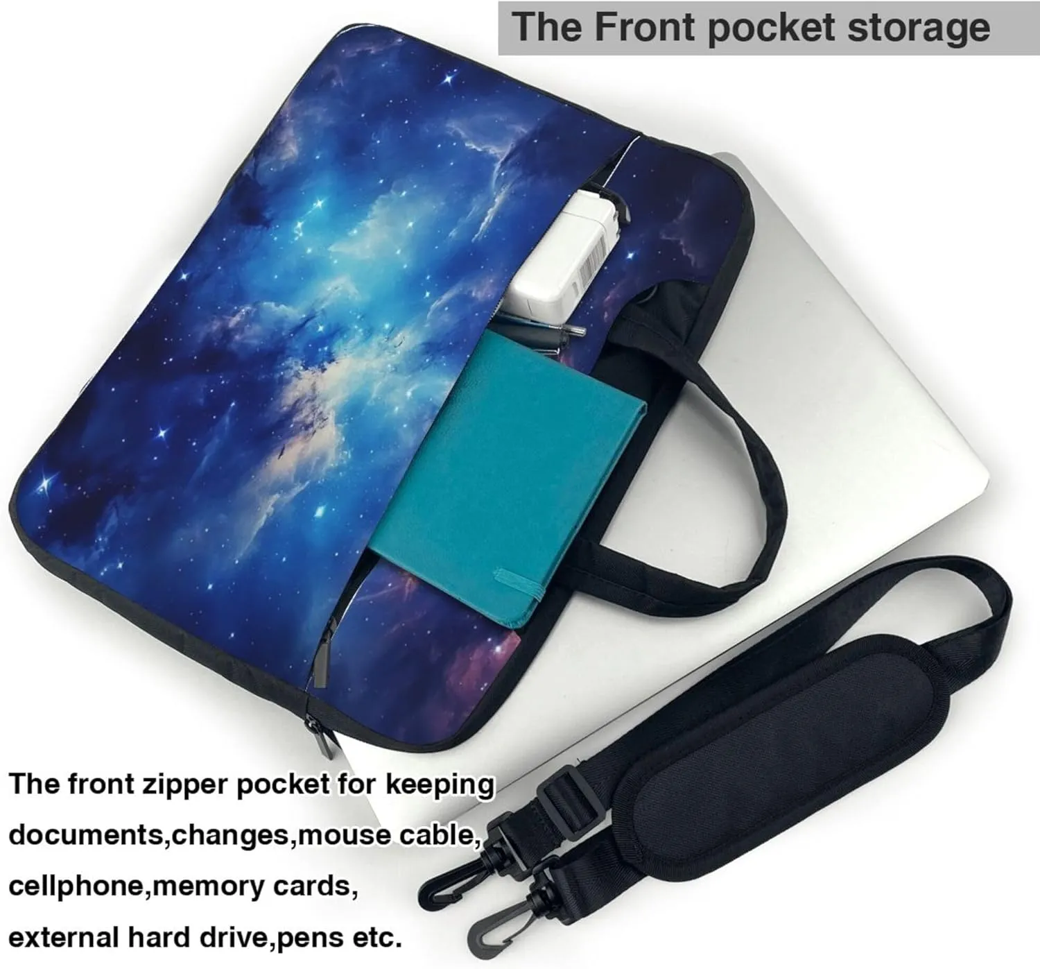 Galaxy Nebula Laptop Shoulder Bag for Women, Galaxy Space Star Laptop Sleeve Case Durable Computer Bag