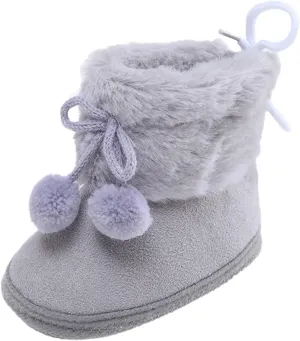 Girls Black Dress Shoes Toddler Boys Booties Girls Plush Snow Warming Shoes Baby Soft Boots Infant Baby Shoes Cute