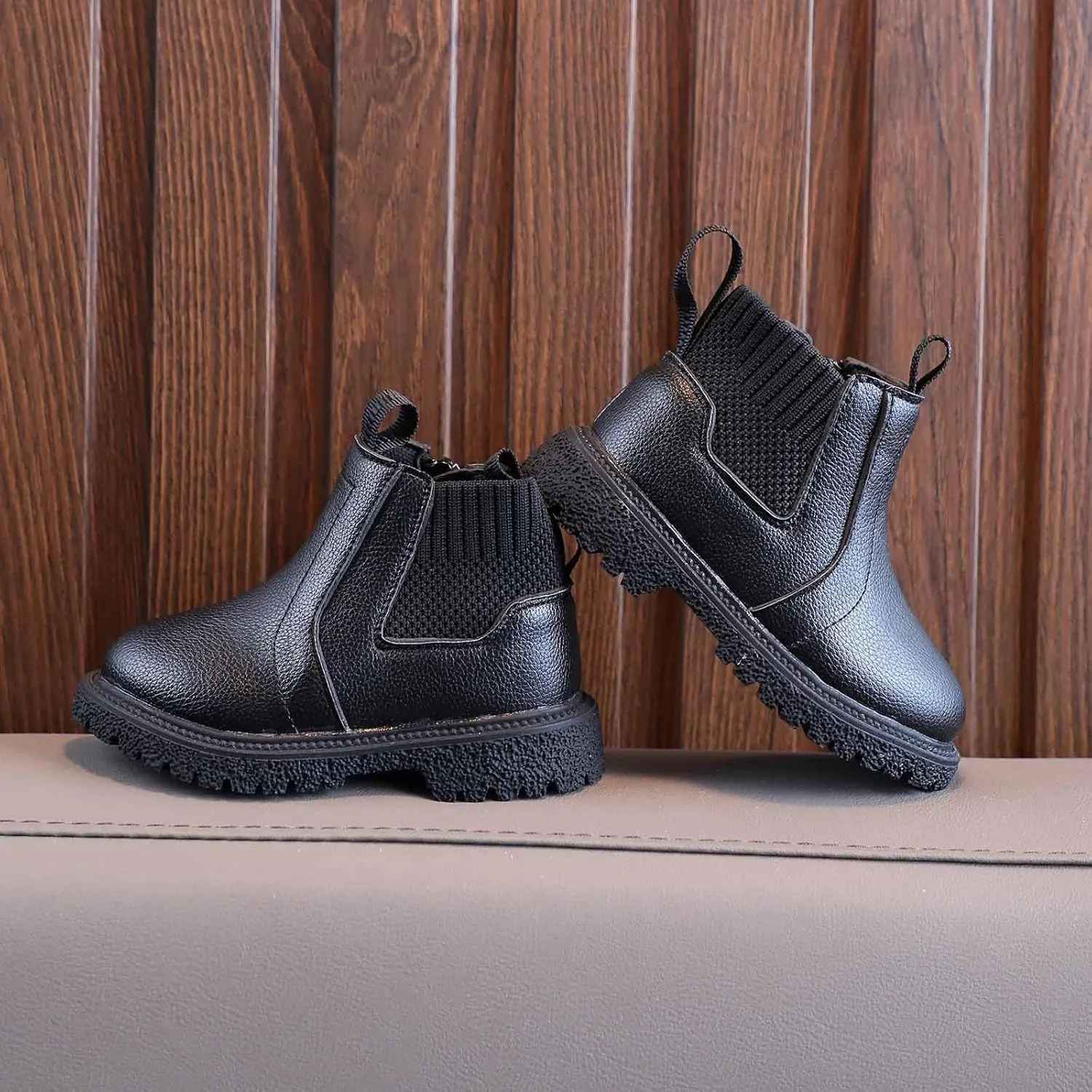 Girls Boys Children Ankle Boots Kids Low Heel Booties Fashion Side Zipper Short Flat Shoes Girls Rain Boots Size 10 (Black, 2.5-3 Years Toddler)