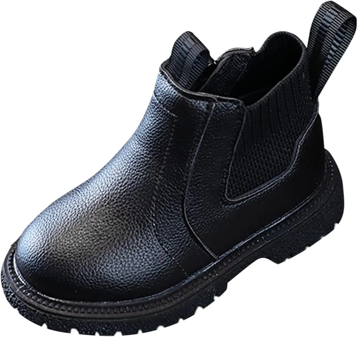 Girls Boys Children Ankle Boots Kids Low Heel Booties Fashion Side Zipper Short Flat Shoes Girls Rain Boots Size 10 (Black, 2.5-3 Years Toddler)