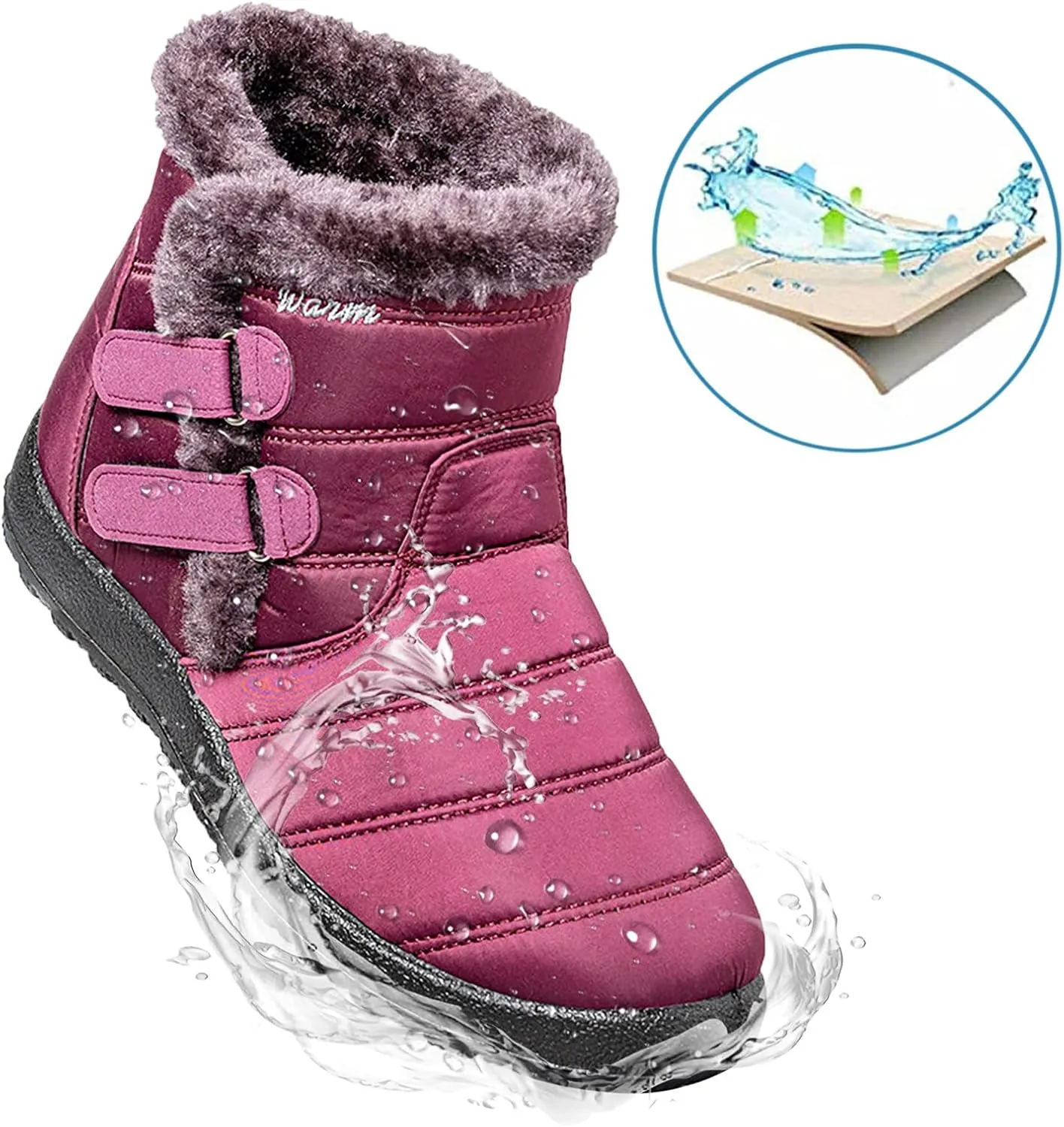 Hiking Boots for Women Waterproof Snow Boots Fleece Walking Shoes Cold Weather Plush Lined Snow Boots Duck Boots Women