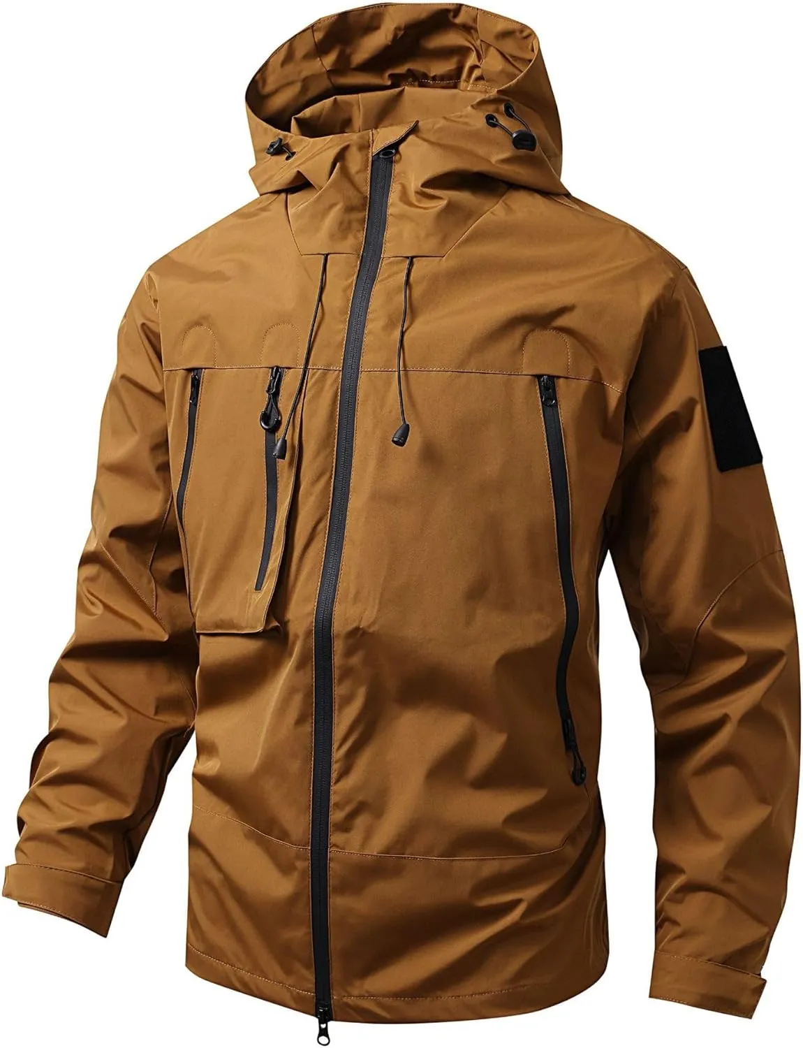 Hiking Jacket Men Waterproof Lightweight Outdoor Jacket With Zipped Pocket Windproof Hooded Windbreaker Raincoat Unisex