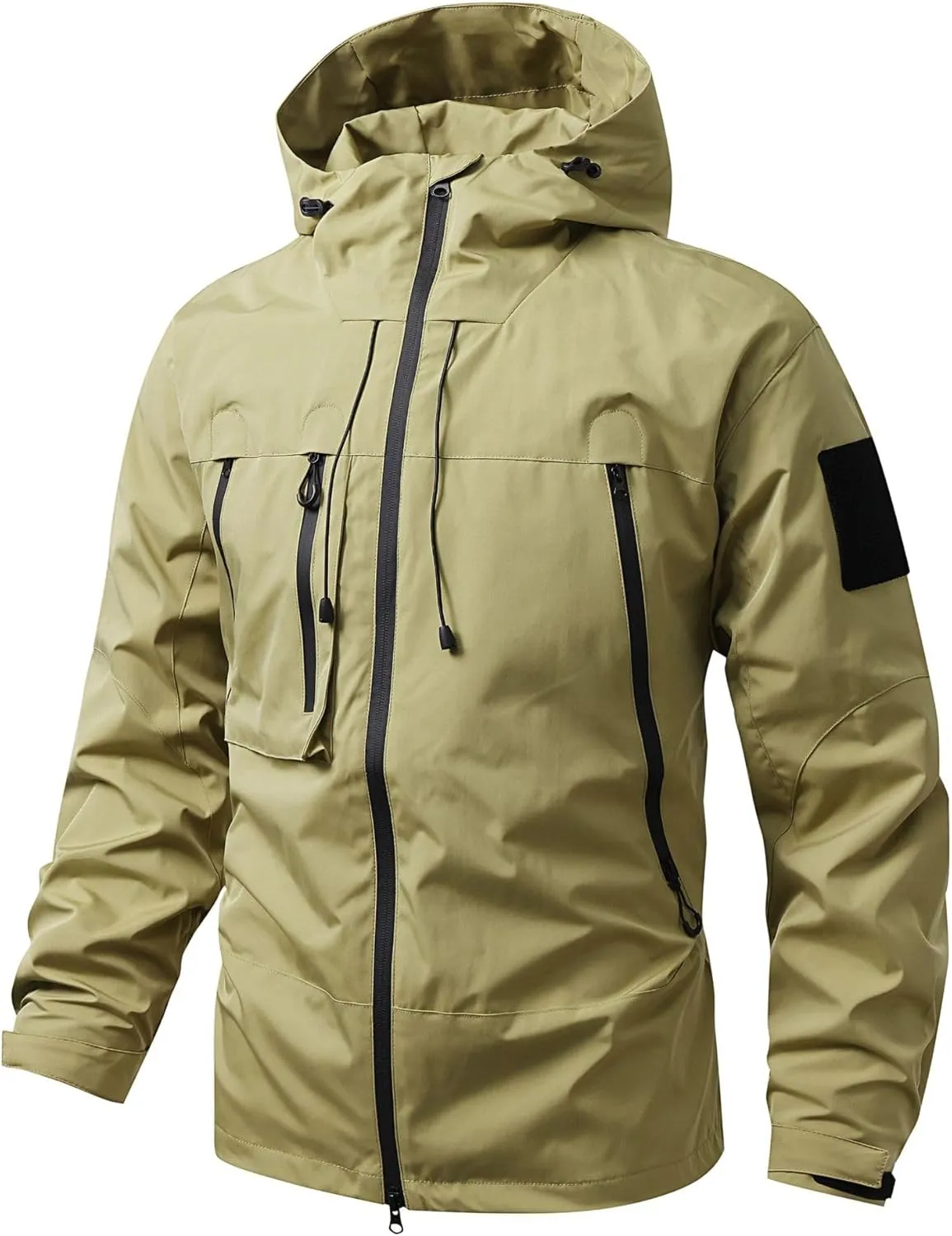 Hiking Jacket Men Waterproof Lightweight Outdoor Jacket With Zipped Pocket Windproof Hooded Windbreaker Raincoat Unisex