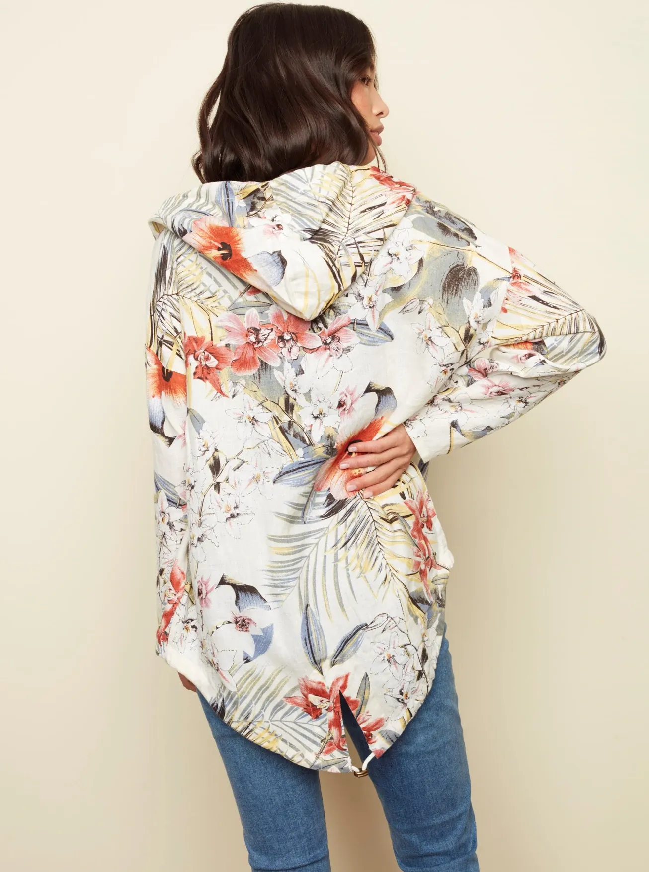 Hooded Duster With Roll Up Sleeve [Paprika-C6166]