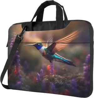 Hummingbird Lavender Flower Laptop Shoulder Bag for Women, Laptop Sleeve Case Durable Computer Bag