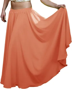 Indian Trendy Women's Summer Chiffon Mopping Floor Length Big Hem Beach Maxi Skirt 2 Layer Reversible