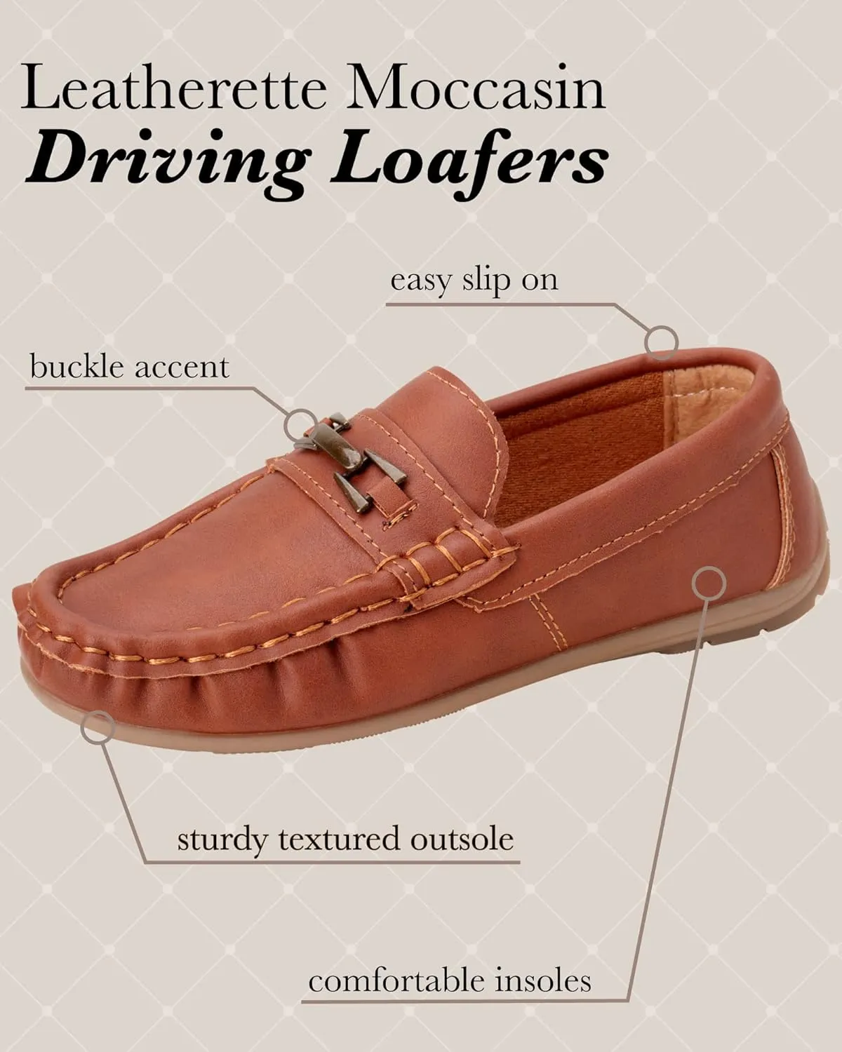 Josmo Boys?? Shoes ?C Casual Leatherette Moccasin Driving Loafers (Size: 5T-5 Big Kid)