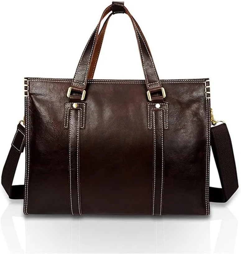 JSEIAJB Layer Cowhide Leather Handbag Single Shoulder Type Crossbody Bag Computer Leather Men's Bag Men's Briefcase
