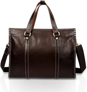 JSEIAJB Layer Cowhide Leather Handbag Single Shoulder Type Crossbody Bag Computer Leather Men's Bag Men's Briefcase