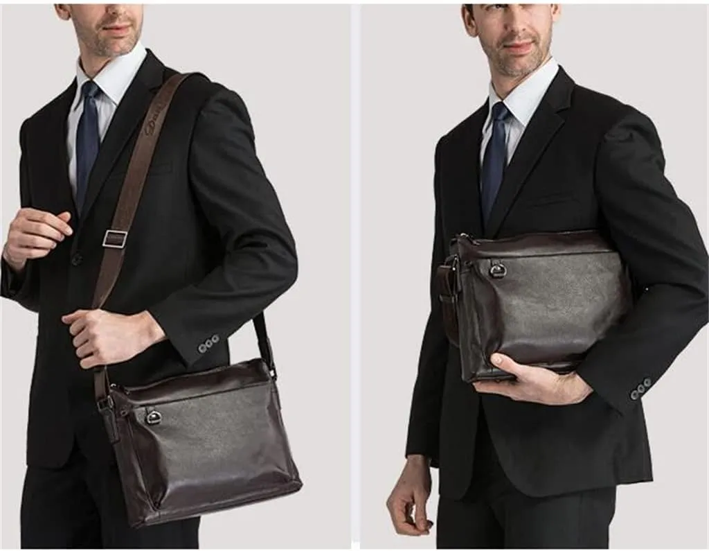 JSEIAJB Men's Cross Section Business Layer Cowhide Shoulder Bag Shoulder Crossbody Bag Cowhide Bag Leather Men's Bag(D)