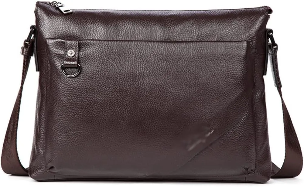 JSEIAJB Men's Cross Section Business Layer Cowhide Shoulder Bag Shoulder Crossbody Bag Cowhide Bag Leather Men's Bag(D)