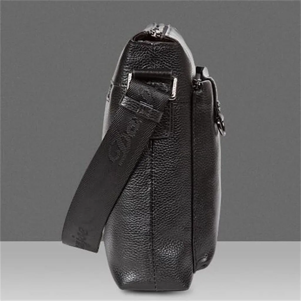 JSEIAJB Men's Cross Section Business Layer Cowhide Shoulder Bag Shoulder Crossbody Bag Cowhide Bag Leather Men's Bag(D)