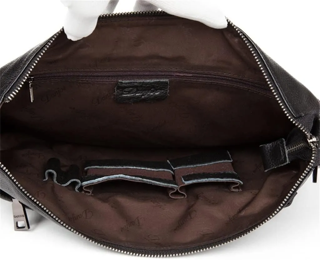 JSEIAJB Men's Cross Section Business Layer Cowhide Shoulder Bag Shoulder Crossbody Bag Cowhide Bag Leather Men's Bag(D)