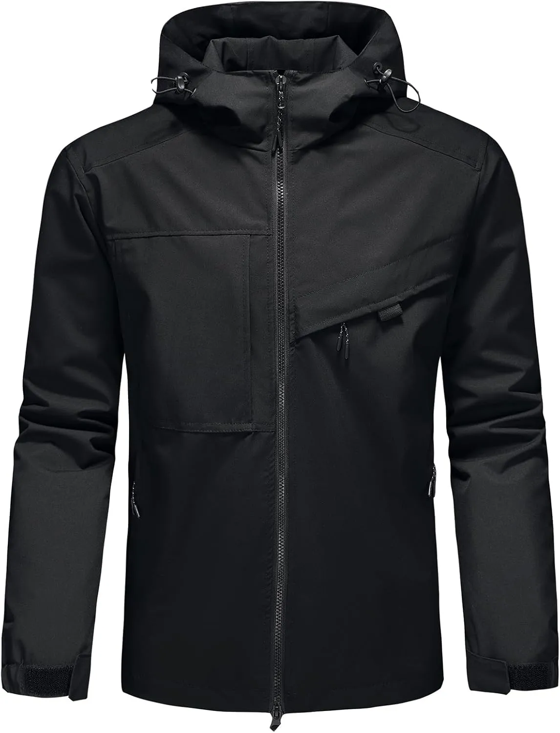 Lamgool Waterproof Jackets for Men Lightweight Rain Jacket Hooded Raincoat Zip Windbreaker for Running Hiking Travel