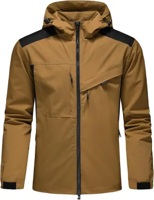 Lamgool Waterproof Jackets for Men Lightweight Rain Jacket Hooded Raincoat Zip Windbreaker for Running Hiking Travel