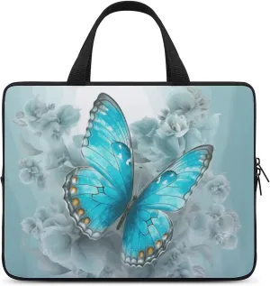 Laptop Case Sleeve Shockproof Computer Carrying Bag Light Blue Butterfly Laptop Bag Tote Lightweight Notebook Case Cover Traveling Briefcase Handle Bags for Travel Business 12inch