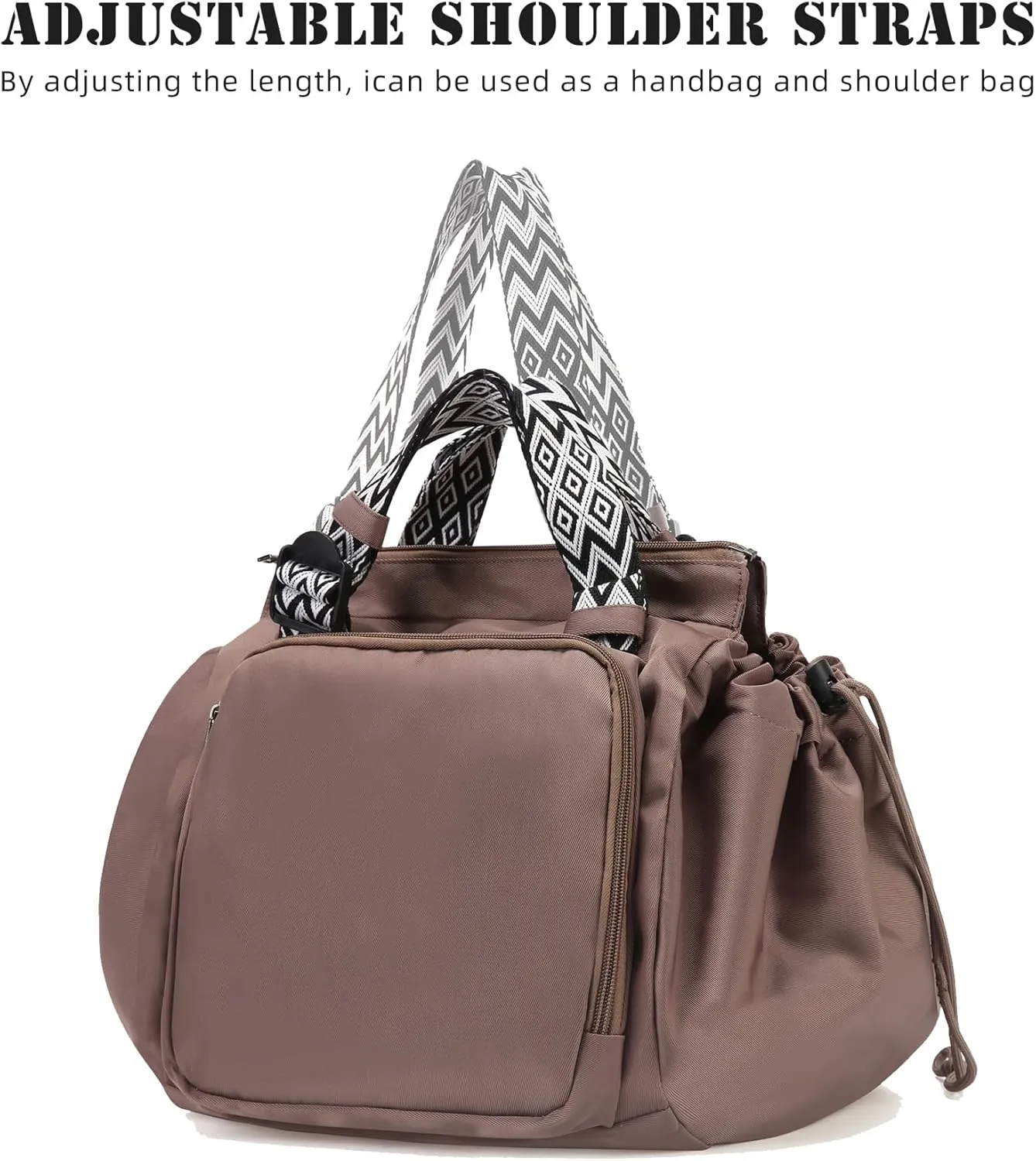 Large Capacity Portable Backpack Tote Bag For Car Travel, Lightweight Foldable Nylon Shopping Bag with 15 Pockets