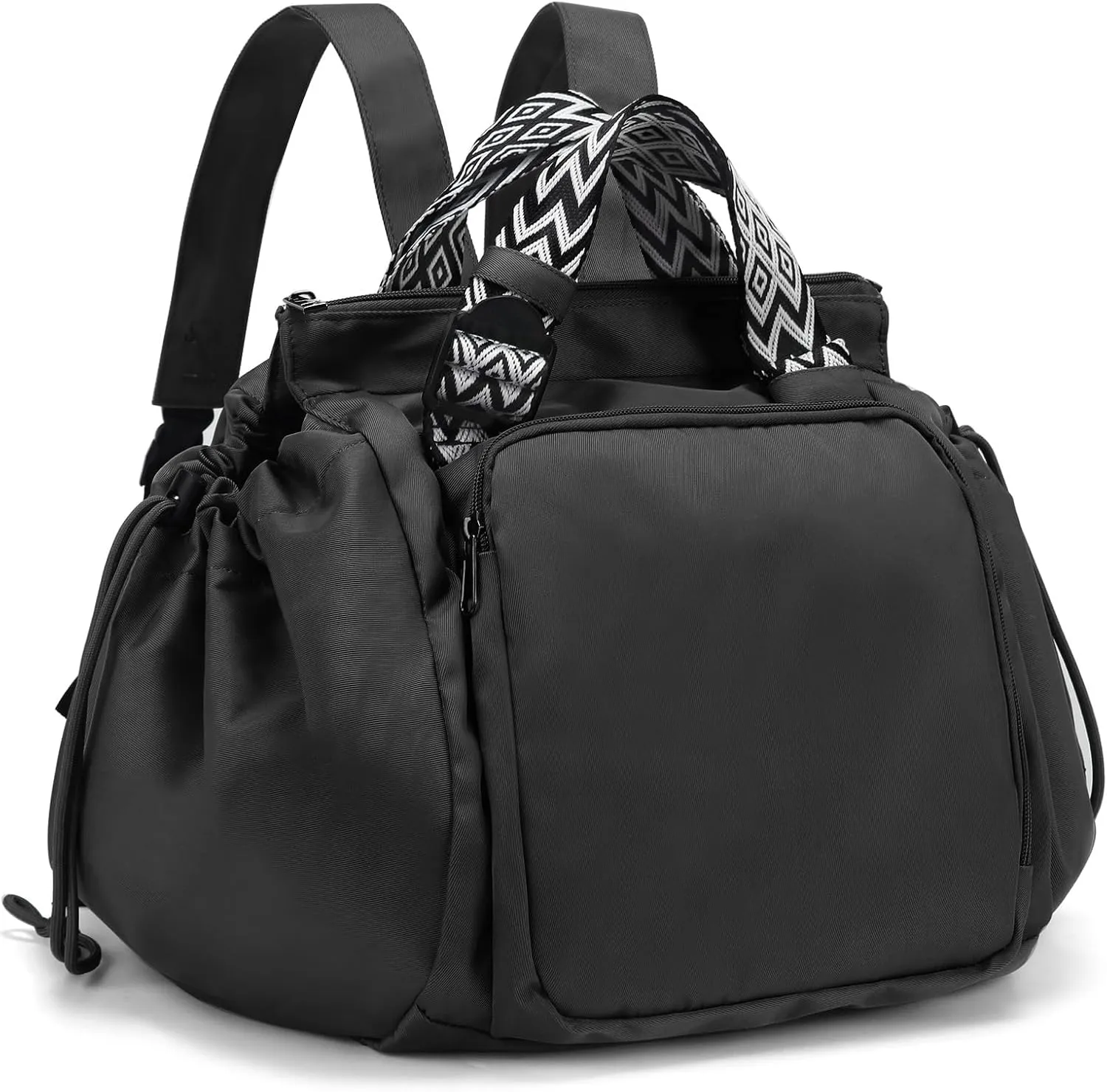 Large Capacity Portable Backpack Tote Bag For Car Travel, Lightweight Foldable Nylon Shopping Bag with 15 Pockets