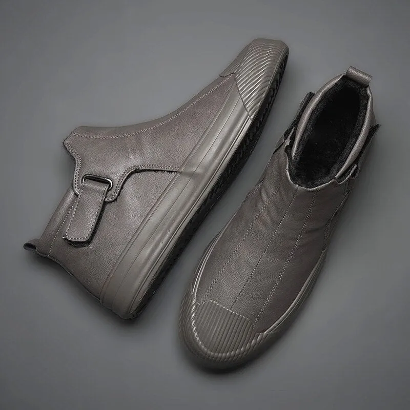 Leather Casual High Tops Flat Ankle Boots