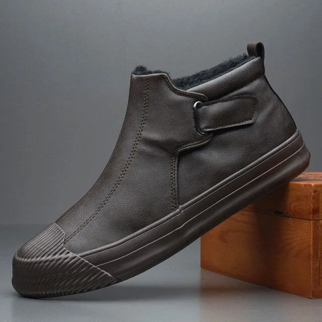 Leather Casual High Tops Flat Ankle Boots