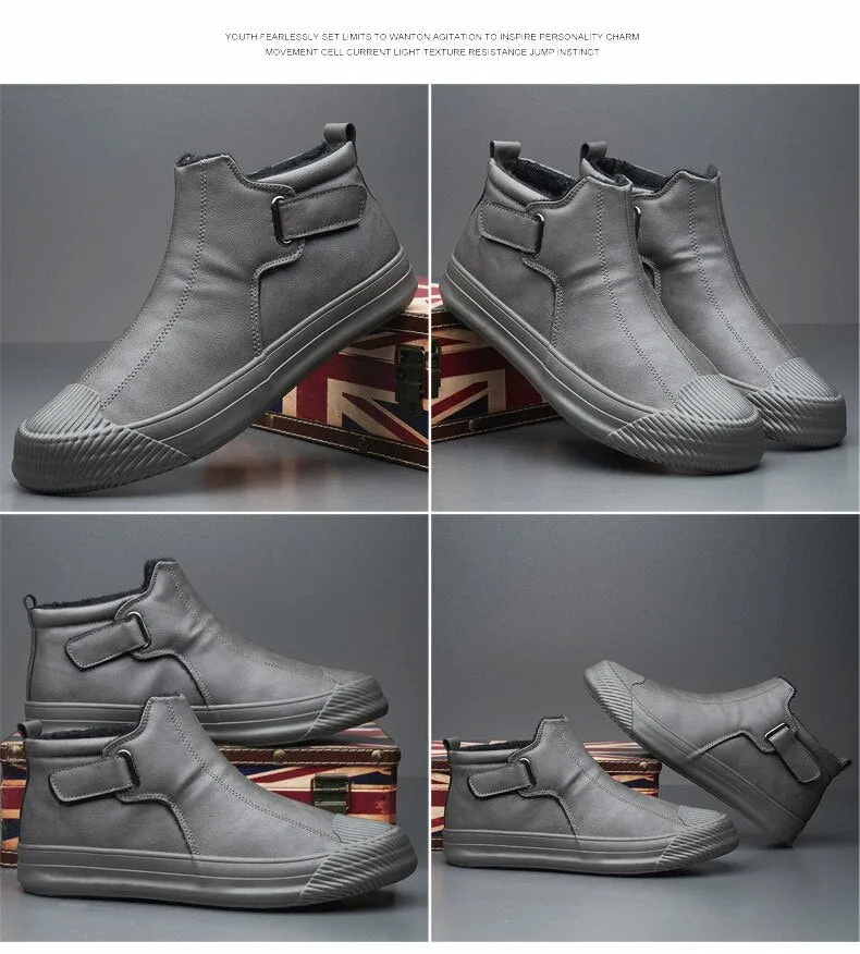 Leather Casual High Tops Flat Ankle Boots