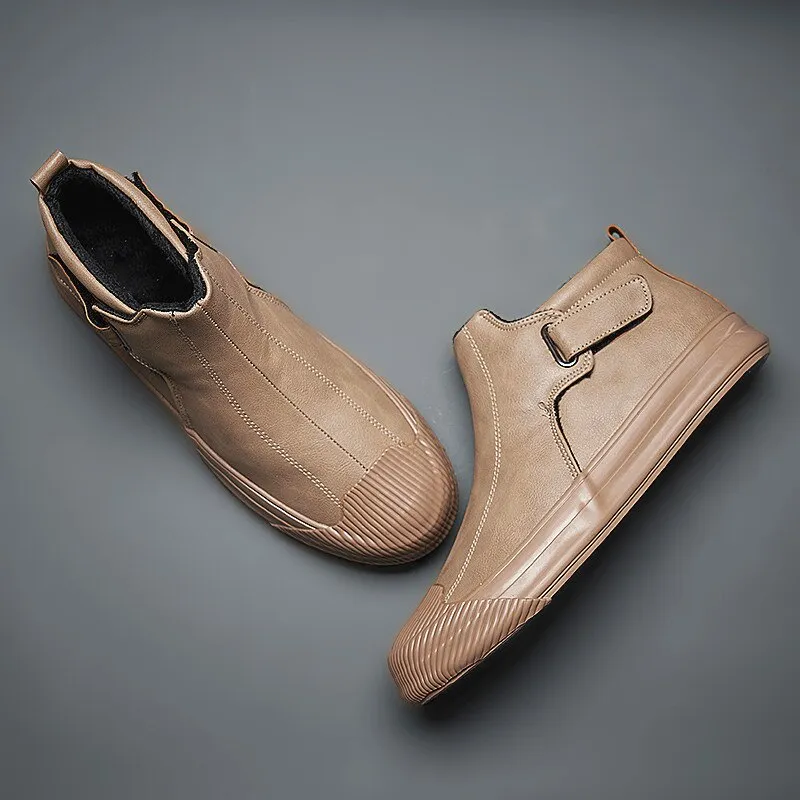 Leather Casual High Tops Flat Ankle Boots