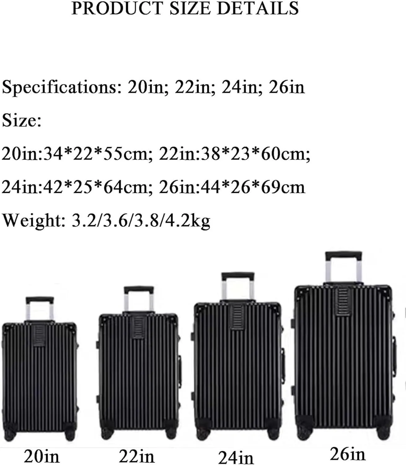 Light Suitcase 2 Piece Luggage Sets With Spinner Wheels Password Lock Hardside 14in Cosmetic Case Wheeled Luggage (Color : Pink, Size : 24in)