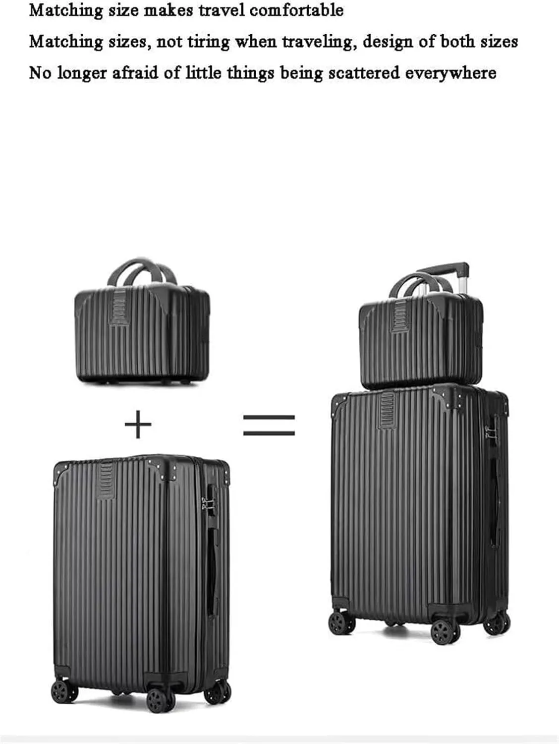 Light Suitcase 2 Piece Luggage Sets With Spinner Wheels Password Lock Hardside 14in Cosmetic Case Wheeled Luggage (Color : Pink, Size : 24in)