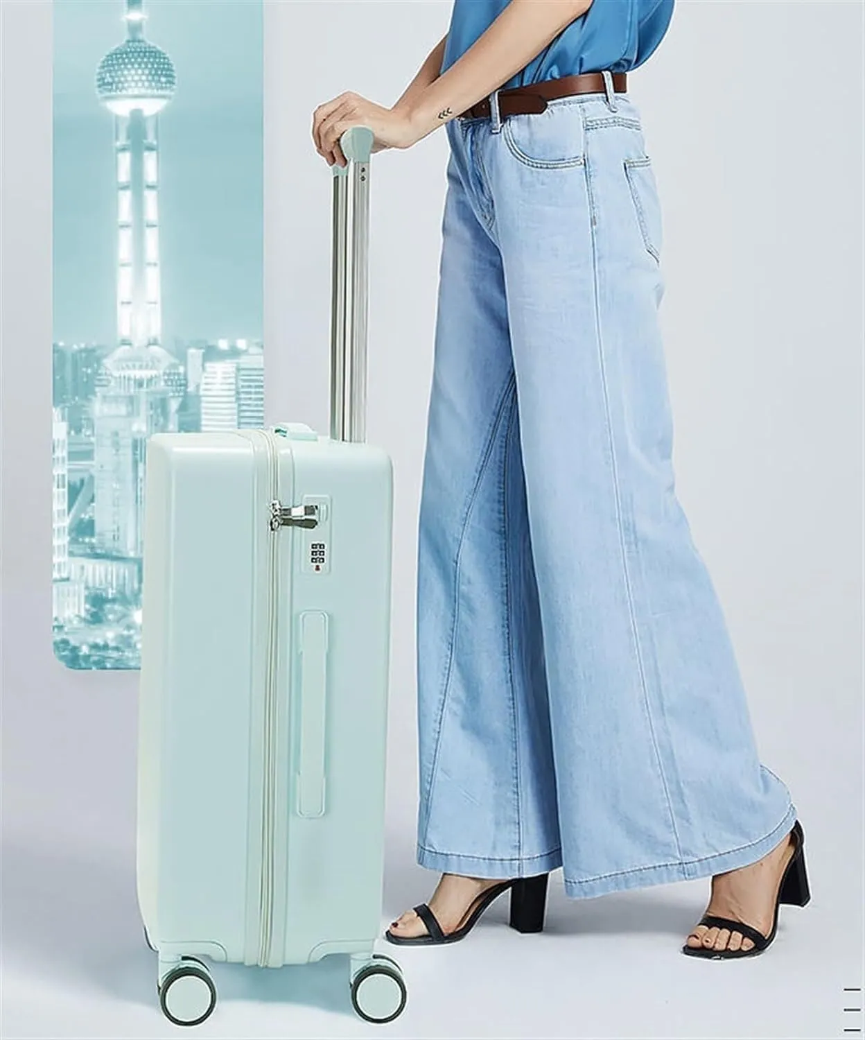 Light Suitcase Luggage With Spinner Wheels,Rolling Suitcase ABS Combination Lock Lightweight Luggage Wheeled Luggage(B,28 in)