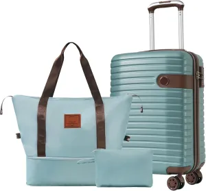 Lightweight Hardshell Carry-On Luggage Set, 3 Pieces, Durable ABS with Spinner Wheels, Short Trips, Blue