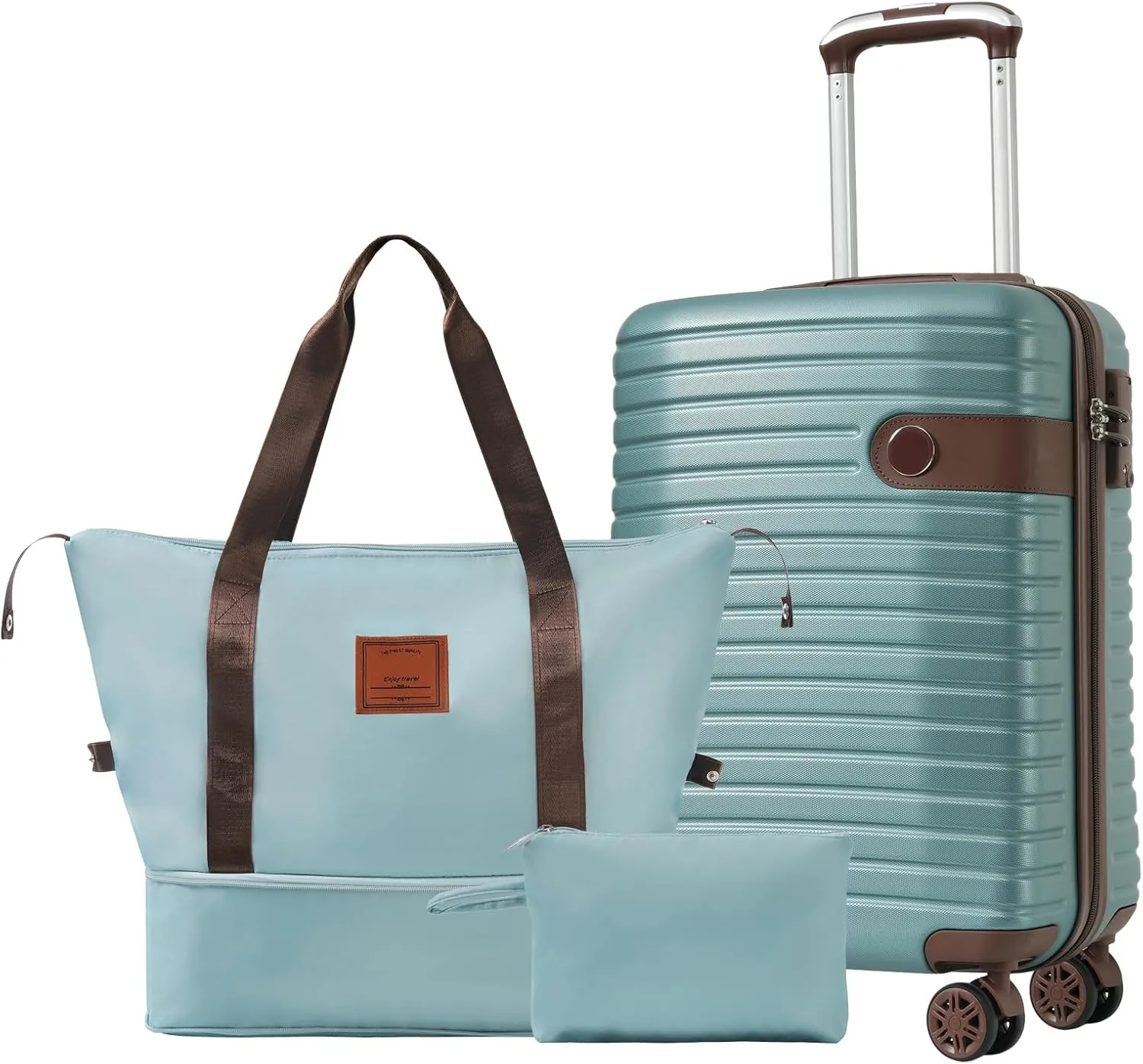 Lightweight Hardshell Carry-On Luggage Set, 3 Pieces, Durable ABS with Spinner Wheels, Short Trips, Blue