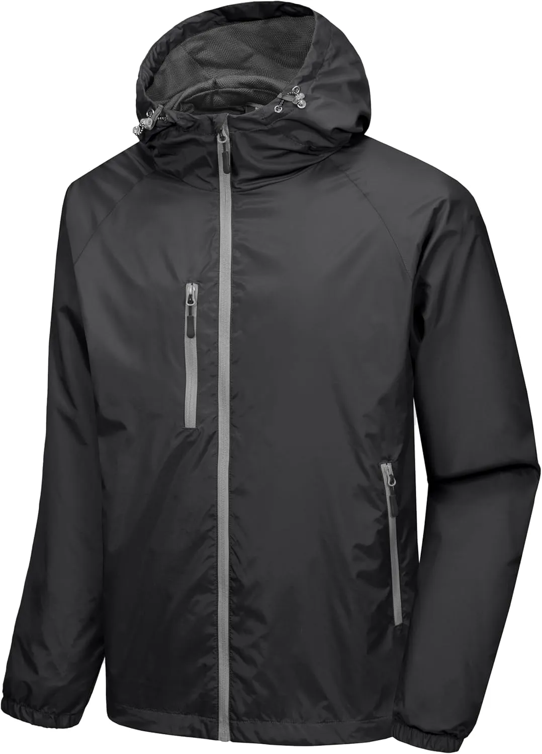Little Donkey Andy Mens Lightweight Windbreaker Jacket Breathable Windproof Hooded Wind Coat Hiking Running Golf Travel