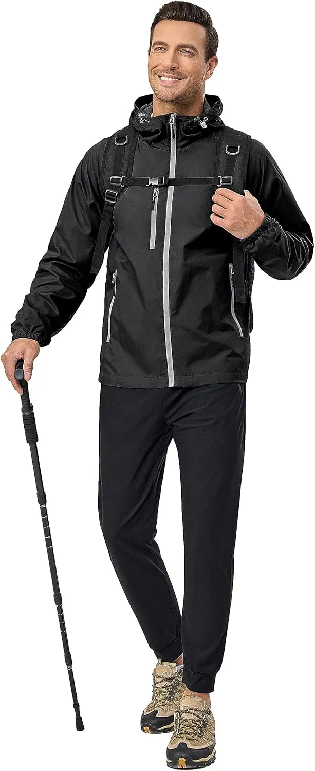 Little Donkey Andy Mens Lightweight Windbreaker Jacket Breathable Windproof Hooded Wind Coat Hiking Running Golf Travel