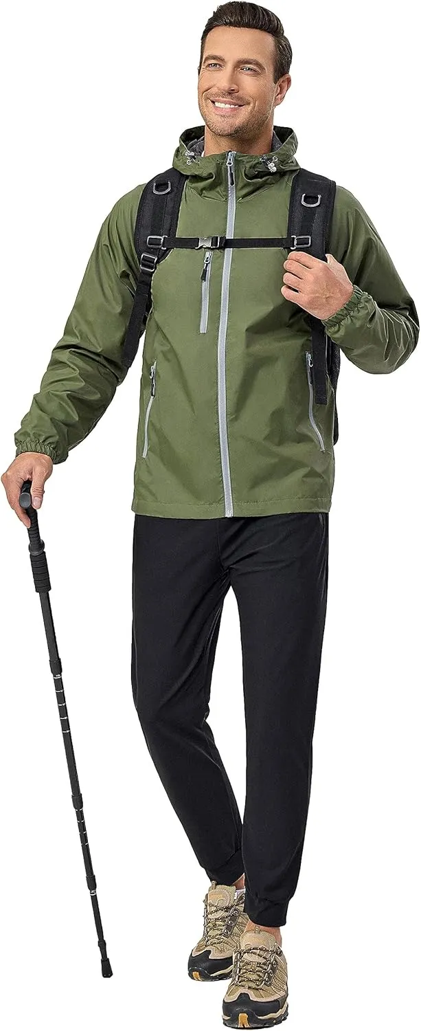 Little Donkey Andy Mens Lightweight Windbreaker Jacket Breathable Windproof Hooded Wind Coat Hiking Running Golf Travel