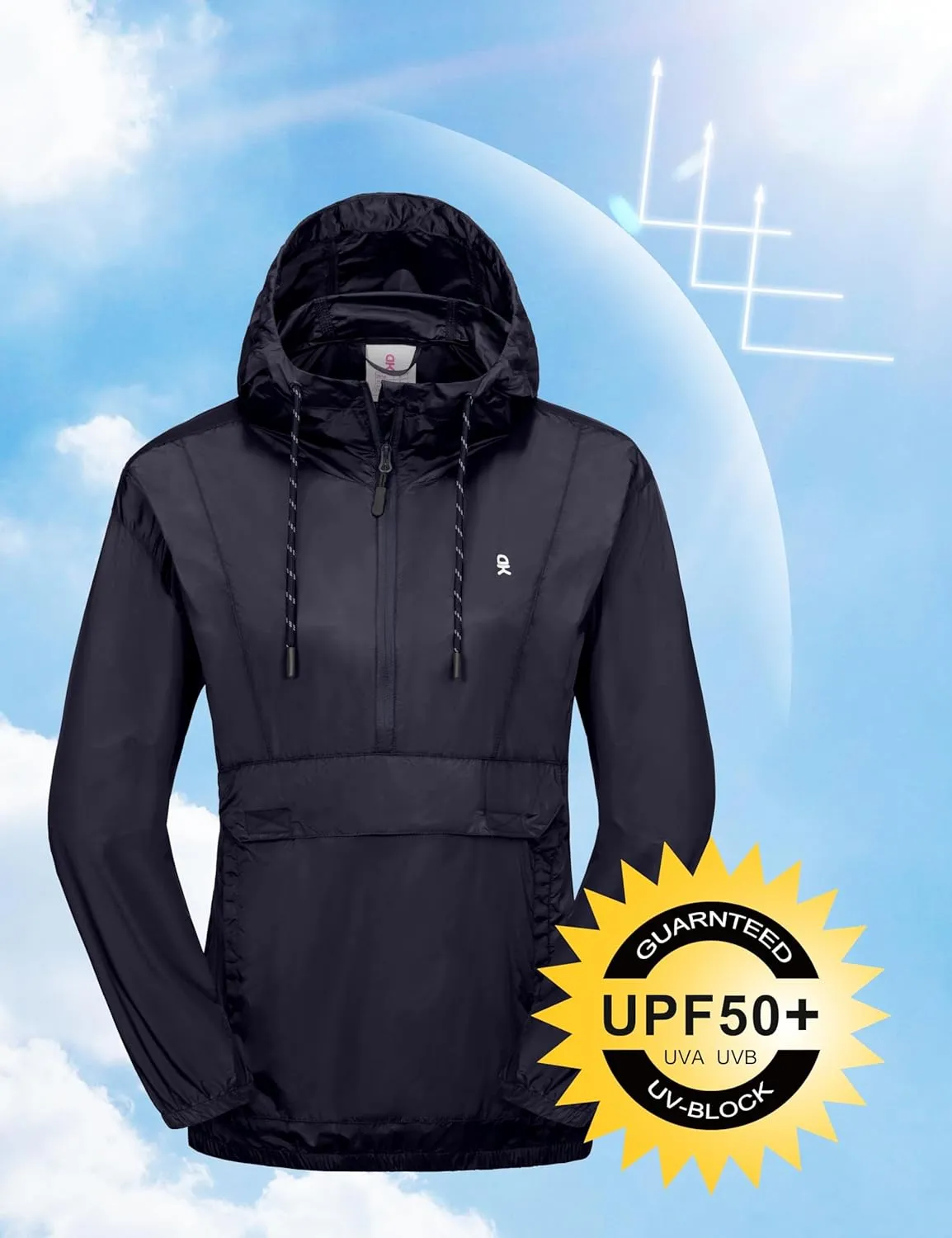 Little Donkey Andy Women's Packable Windbreaker UPF50 , Water-Repellent Half Zip Pullover Light Jacket Quick-Dry